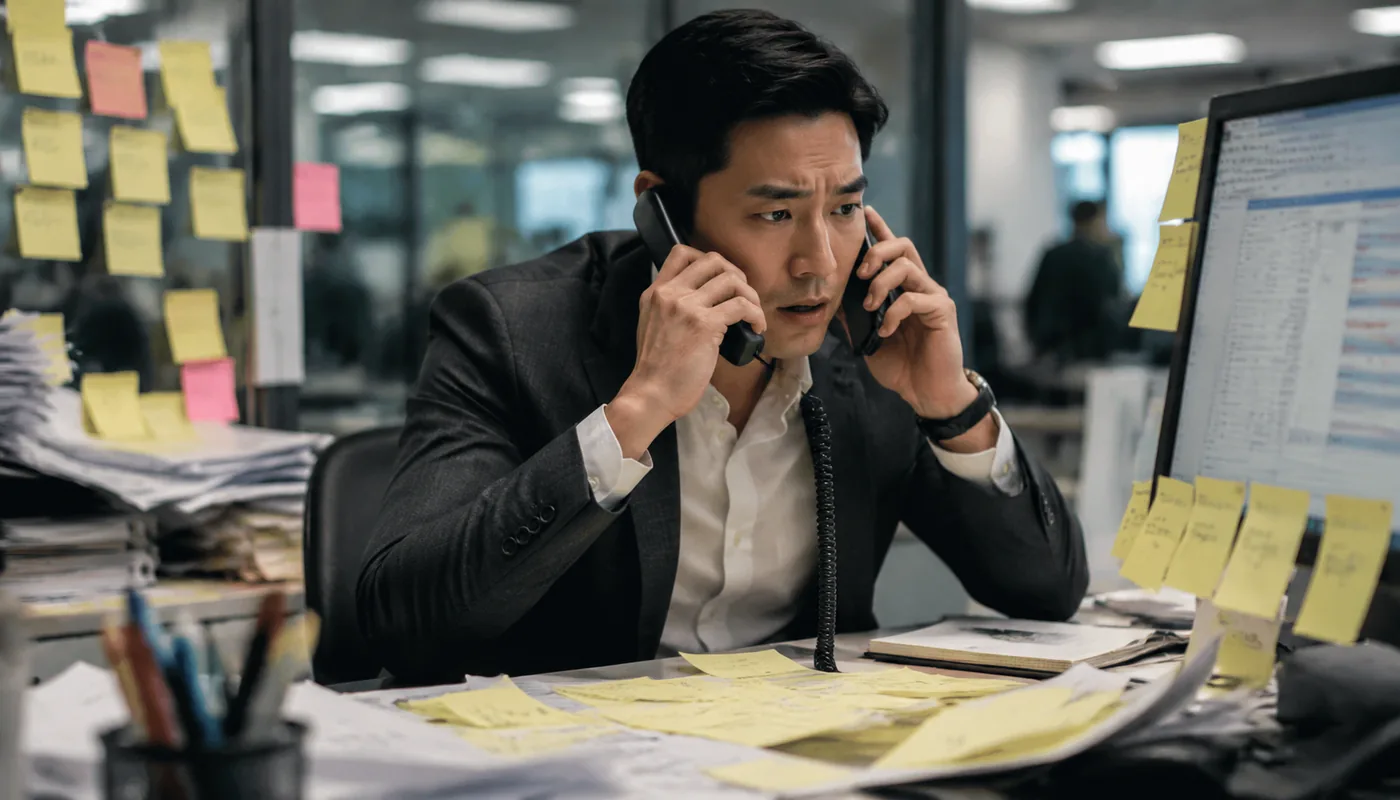 A sales rep juggling a messy pipeline by hand